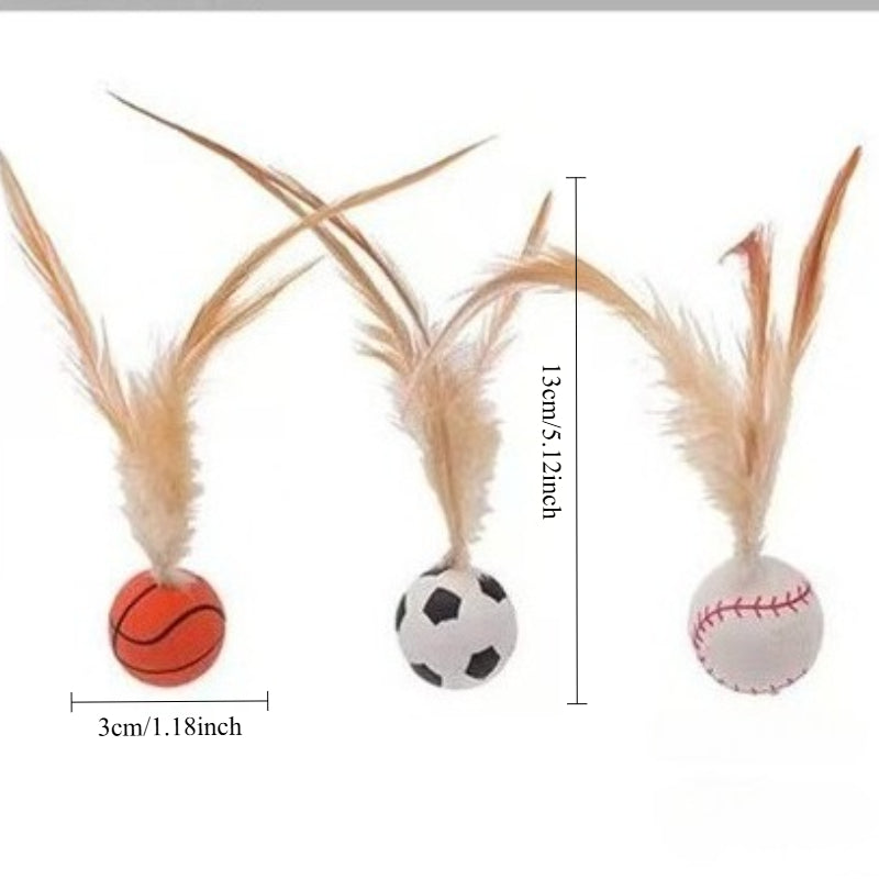 Interactive Feather Ball Pet Toy For Self Entertainment