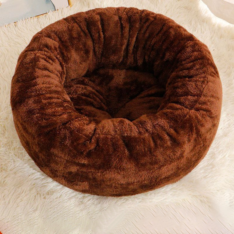 Long Plush Donut Pet Bed Fluffy Warm Cushion Mat