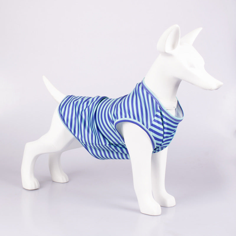 Striped Crew Neck Pet Tank Top Casual Shirt
