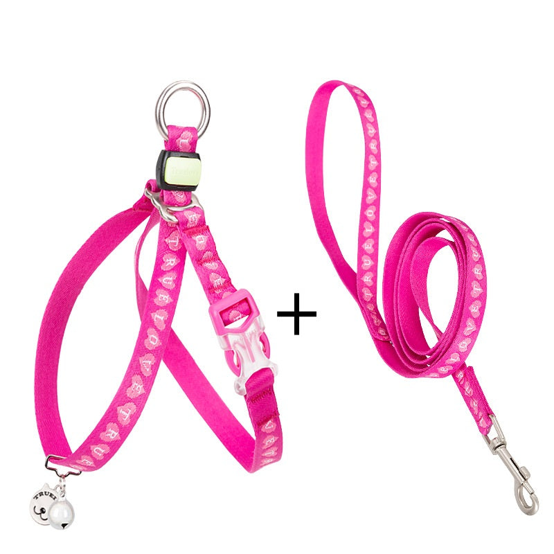 Pet Bell Vest Harness Leash Set For Walks