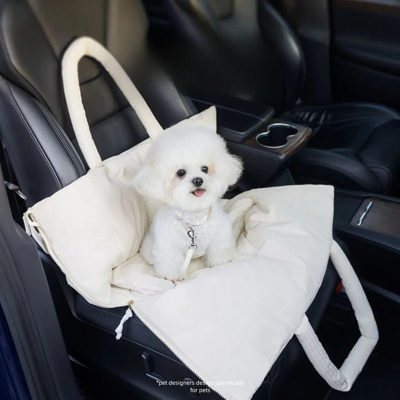 Portable Pet Car Seat Carrier With Safety Leash Travel Bag