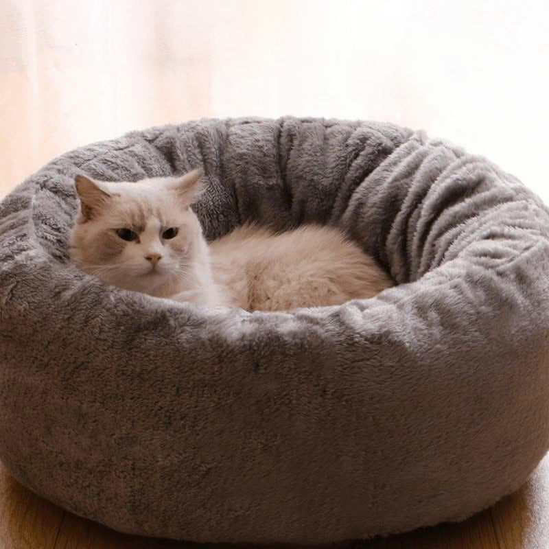 Long Plush Donut Pet Bed Fluffy Warm Cushion Mat