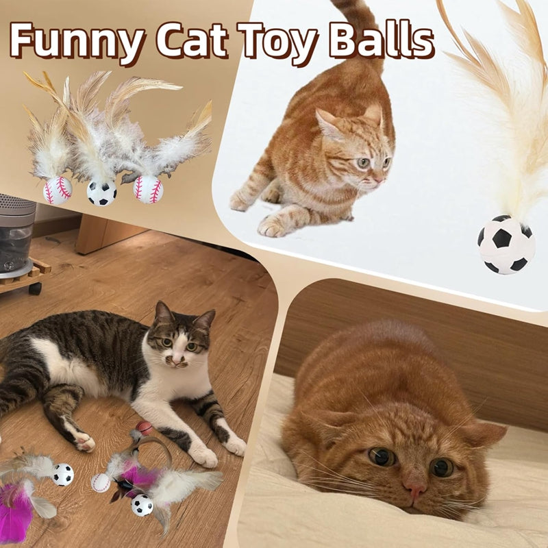 Interactive Feather Ball Pet Toy For Self Entertainment