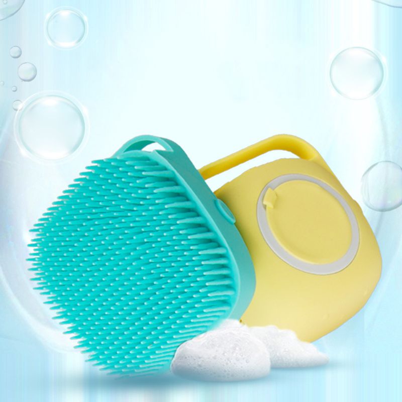 Soft Silicone Bath Brush Shampoo Dispenser Grooming Tool