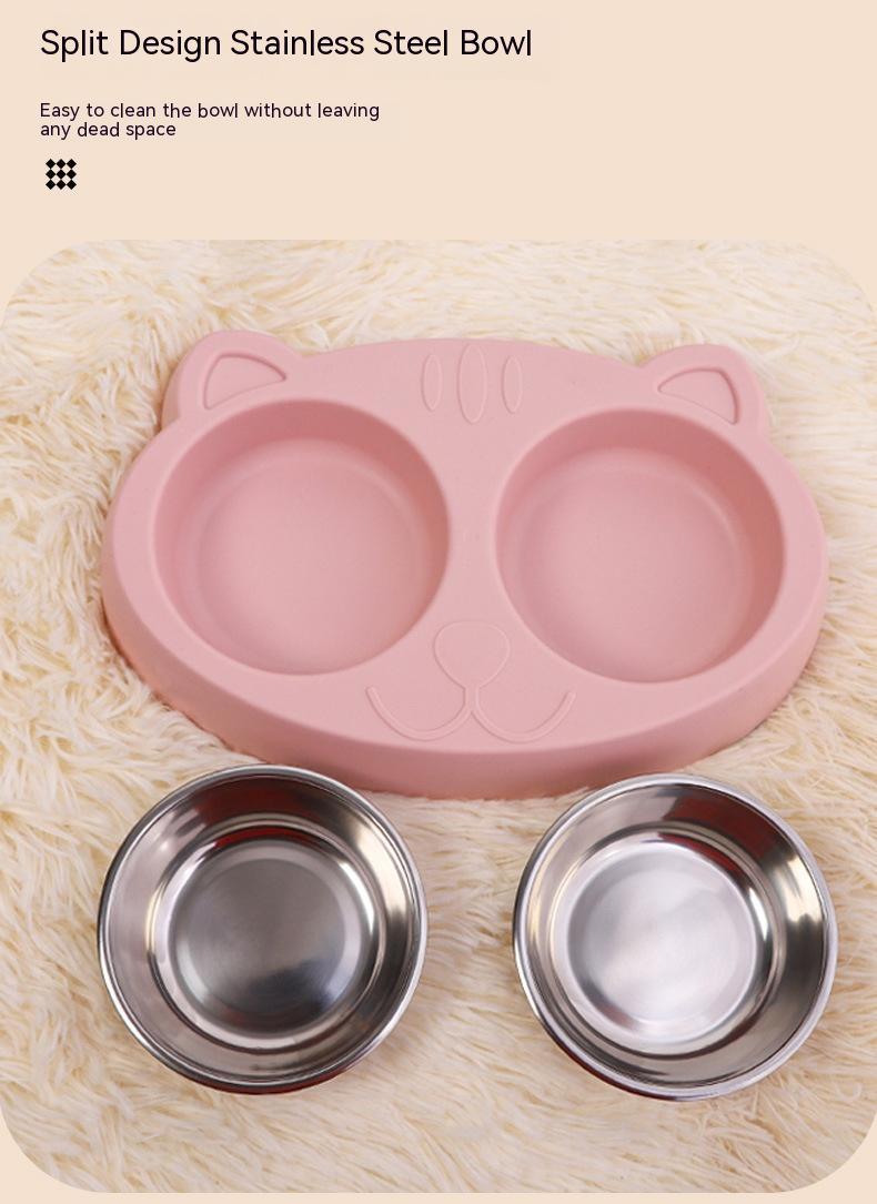Pet Food And Water Feeding Bowl Basin Set