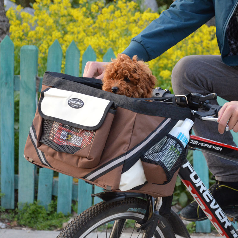 Pet Bicycle Handlebar Carrier Removable Front Basket Travel Bag