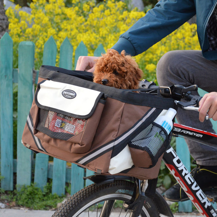 Pet Bicycle Handlebar Carrier Removable Front Basket Travel Bag
