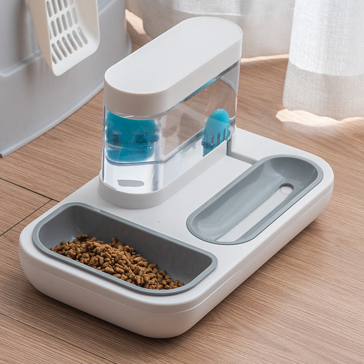 Automatic Pet Feeding Fountain Double Bowl Water Dispenser