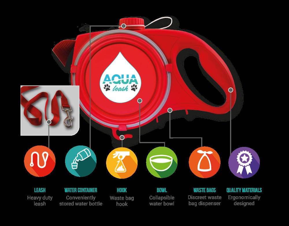 Multifunction Portable Pet Leash With Water Bottle