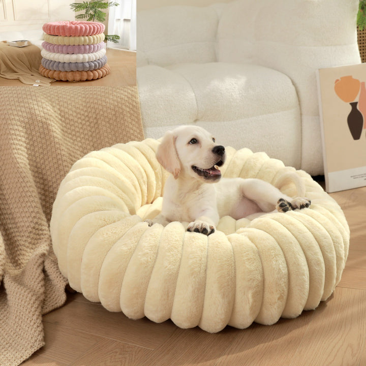 Heavy Duty Plush Pet Nest Round Warm Winter Bed