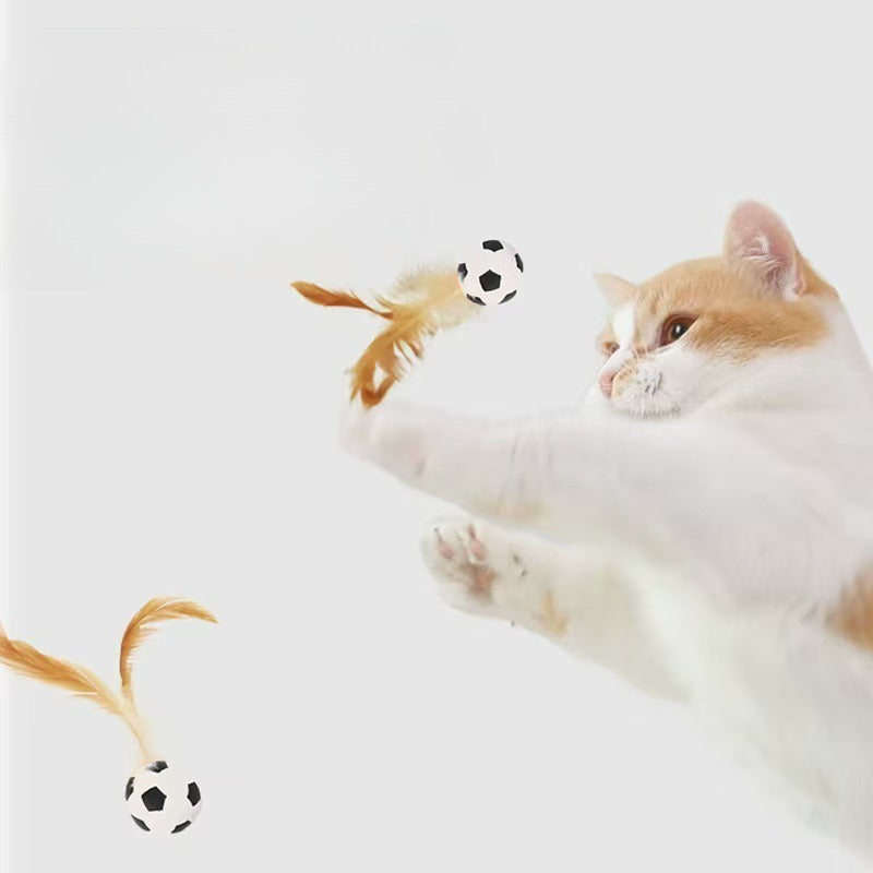 Interactive Feather Ball Pet Toy For Self Entertainment