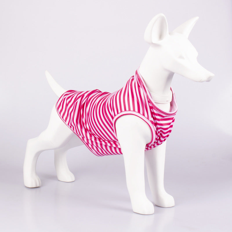Striped Crew Neck Pet Tank Top Casual Shirt