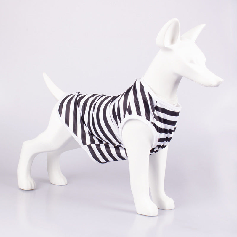 Striped Crew Neck Pet Tank Top Casual Shirt
