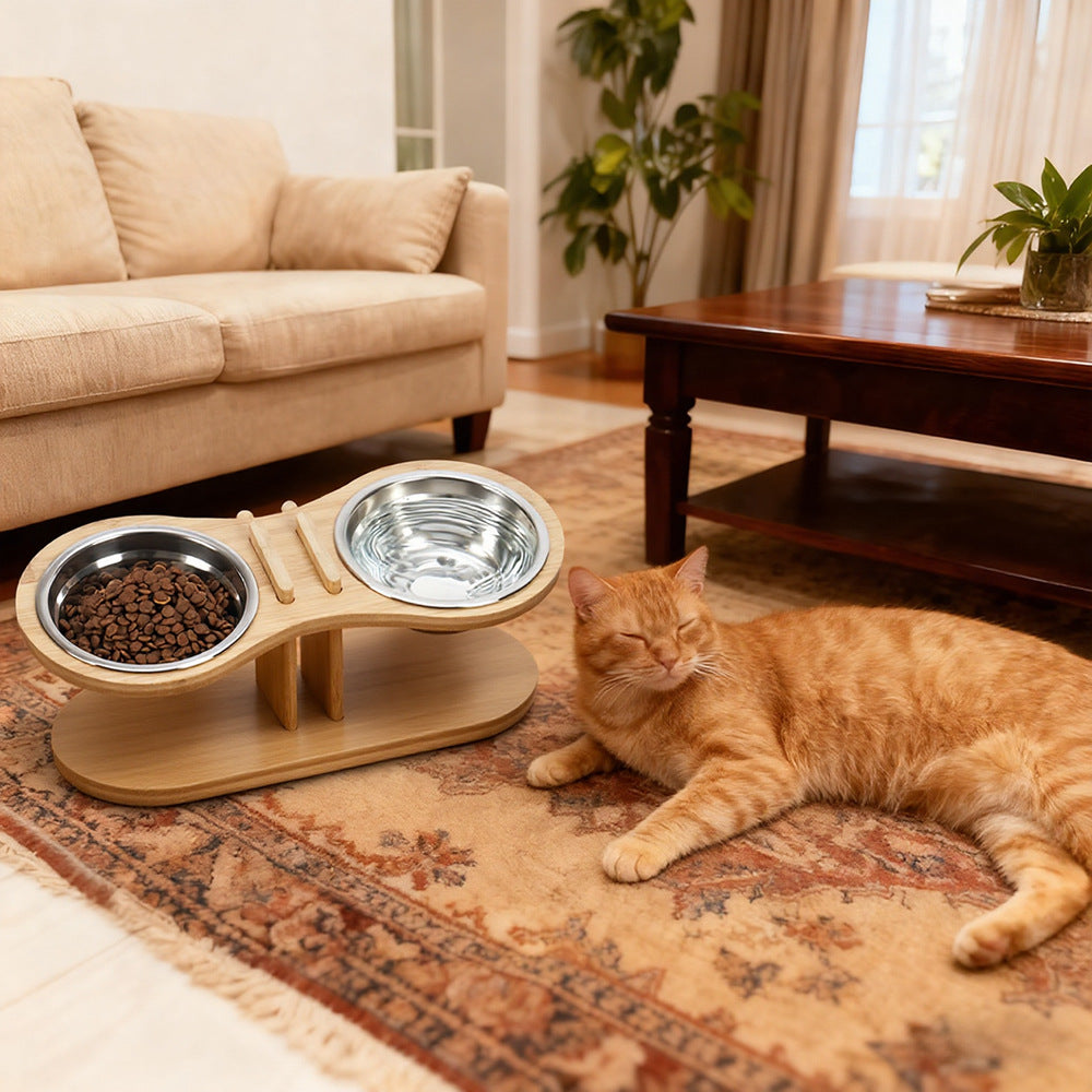 Adjustable Tilted Pet Feeding Bowl Stand Elevated Feeder