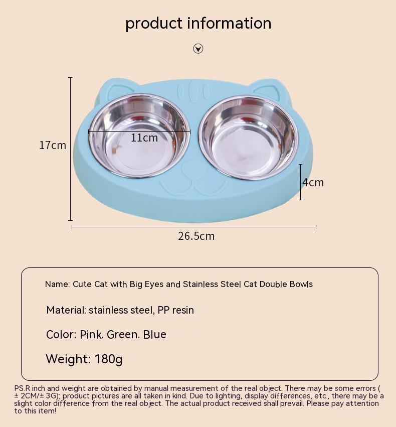 Pet Food And Water Feeding Bowl Basin Set