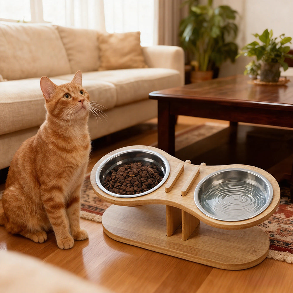 Adjustable Tilted Pet Feeding Bowl Stand Elevated Feeder