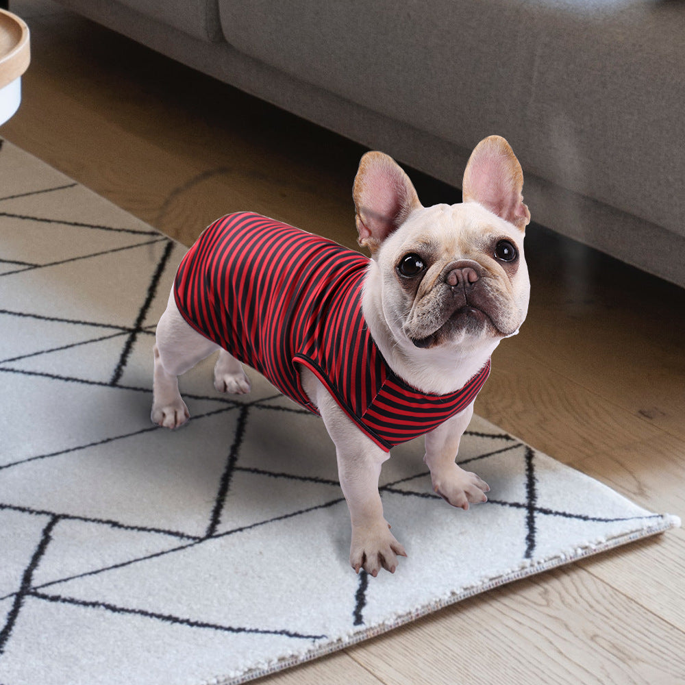 Striped Crew Neck Pet Tank Top Casual Shirt