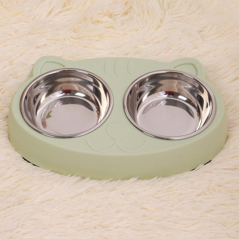 Pet Food And Water Feeding Bowl Basin Set