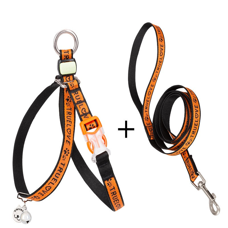 Pet Bell Vest Harness Leash Set For Walks
