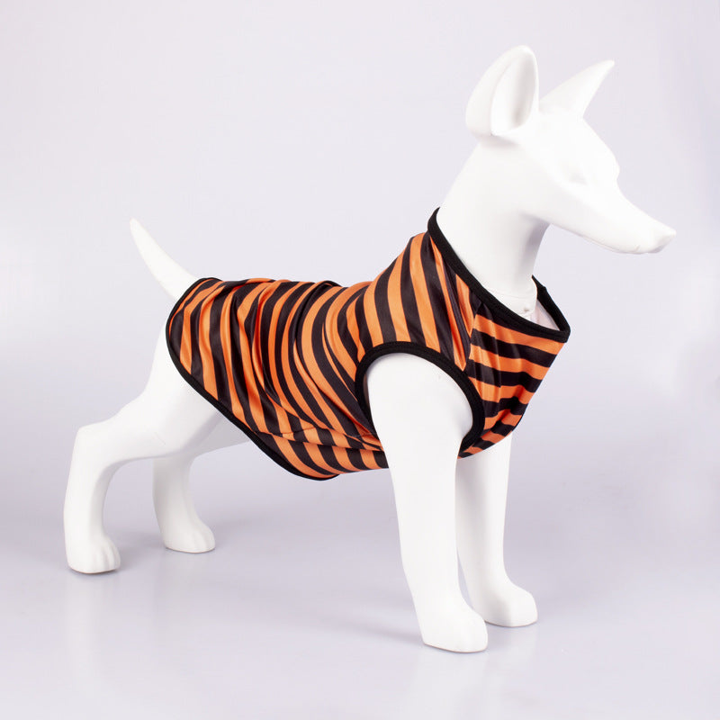 Striped Crew Neck Pet Tank Top Casual Shirt
