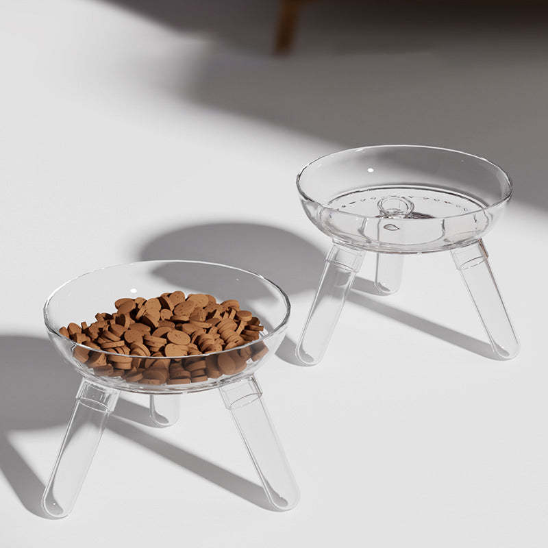 Transparent Glass Pet Feeding And Drinking Bowl Anti Knock