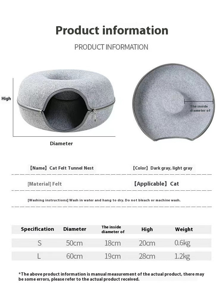 Comfortable Round Pet Bed Tunnel Cozy Resting Space