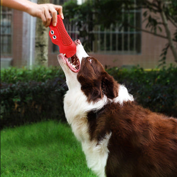 Vocal Rugby Shape Rubber Pet Chew And Teething Toy