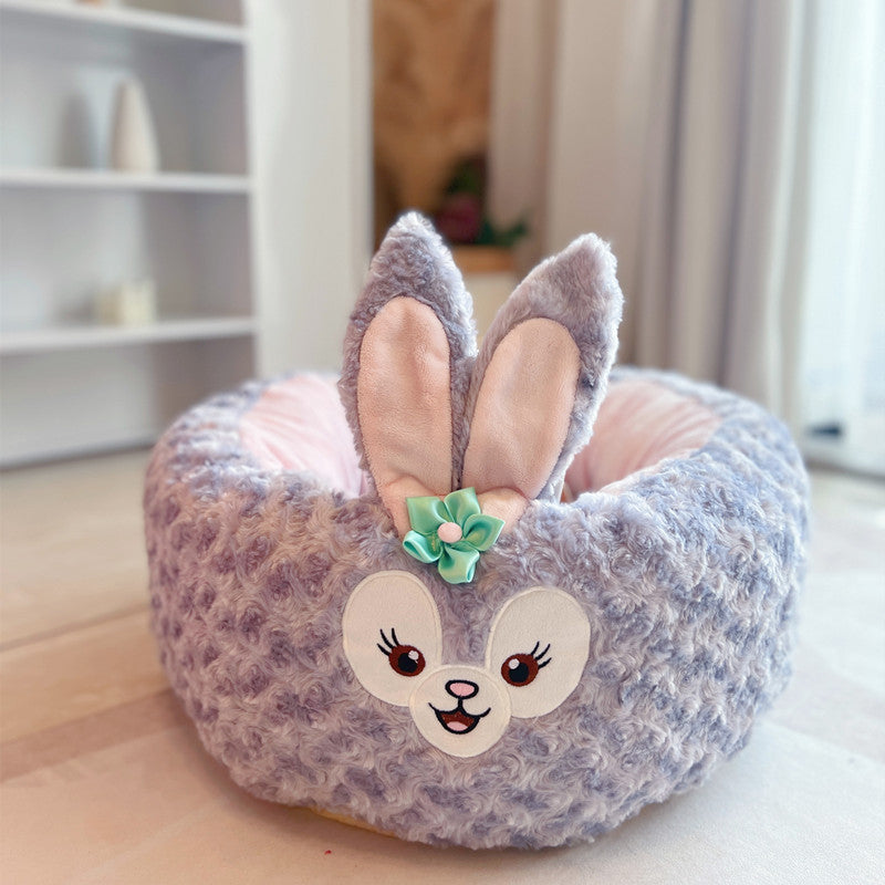 Cartoon Plush Pet Nest Cushion Round Bed All Seasons