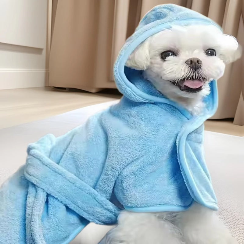 Pet Soft Thickened Coral Fleece Wearable Bathrobe Towel