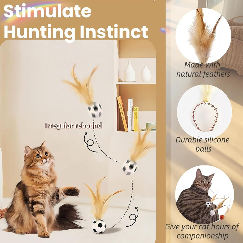 Interactive Feather Ball Pet Toy For Self Entertainment