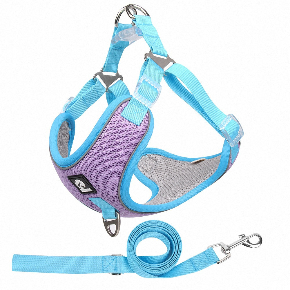 Adjustable Breathable Pet Harness With Leash For Walking