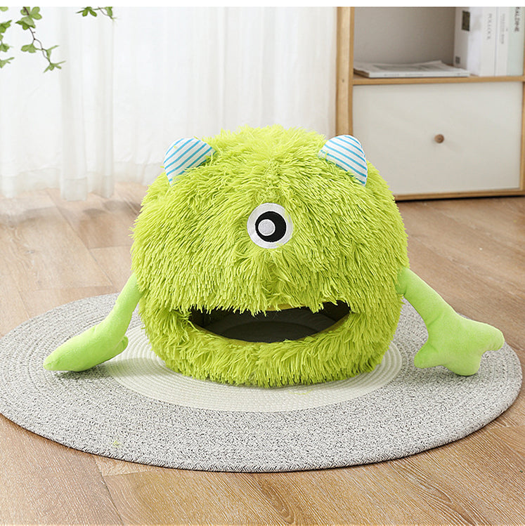 Fluffy Round Pet Bed Soft Plush Calming Washable Non Slip