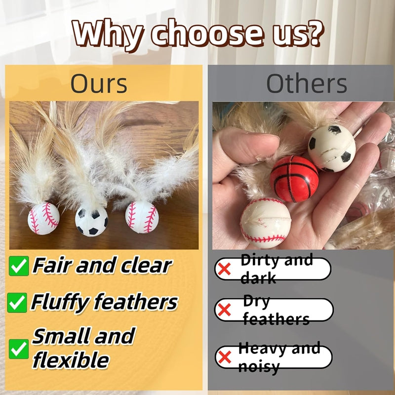 Interactive Feather Ball Pet Toy For Self Entertainment