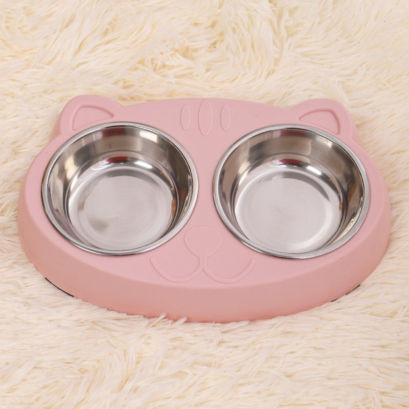 Pet Food And Water Feeding Bowl Basin Set