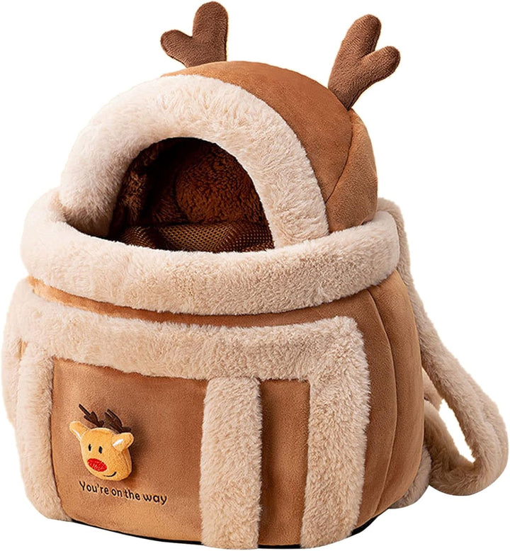 Pet Winter Backpack Carrier Plush Travel Bag Warm Comfort