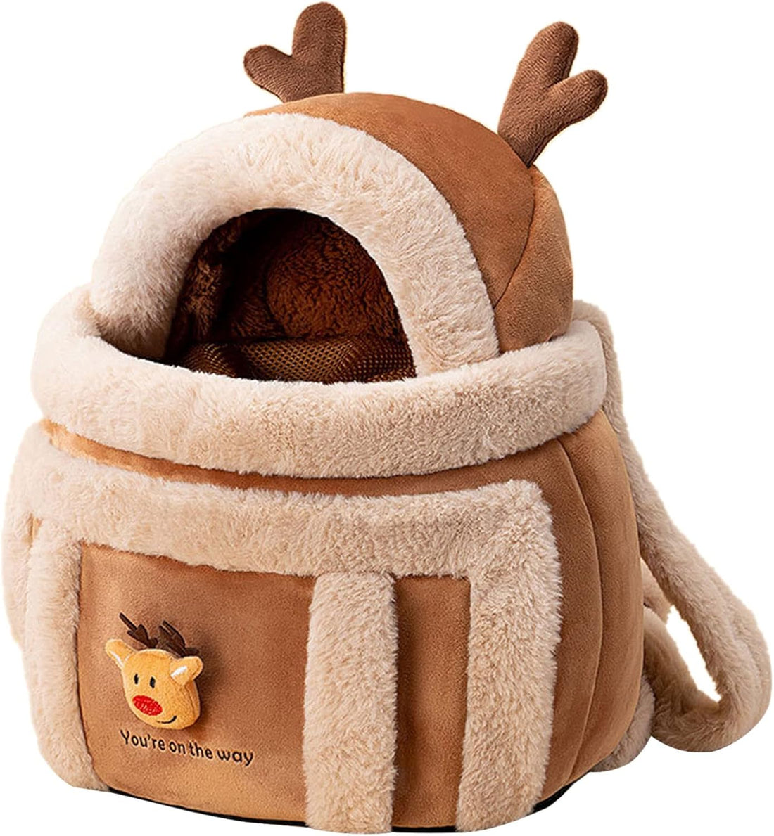 Pet Winter Backpack Carrier Plush Travel Bag Warm Comfort