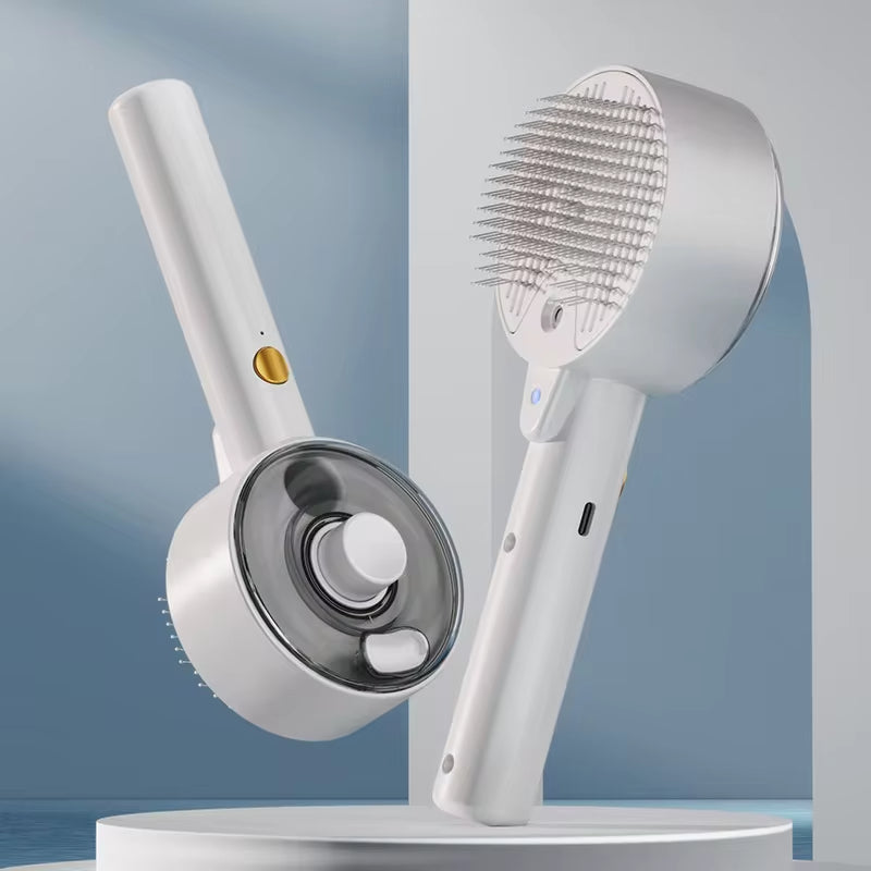 Electric Steam Pet Grooming Brush 3-In-1 Spray Massage Tool
