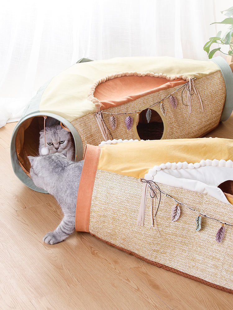 Totoro Style Pet Litter Roll Tunnel Interactive Toy Supplies
