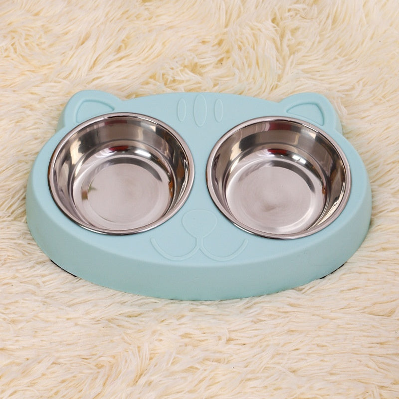 Pet Food And Water Feeding Bowl Basin Set
