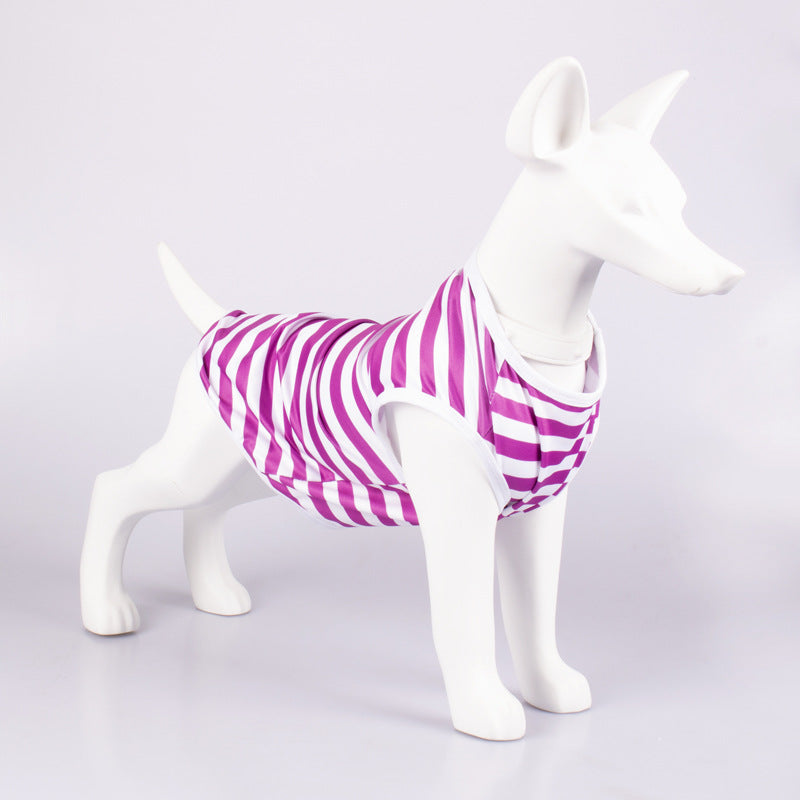 Striped Crew Neck Pet Tank Top Casual Shirt