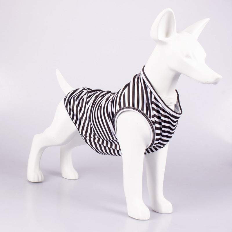 Striped Crew Neck Pet Tank Top Casual Shirt