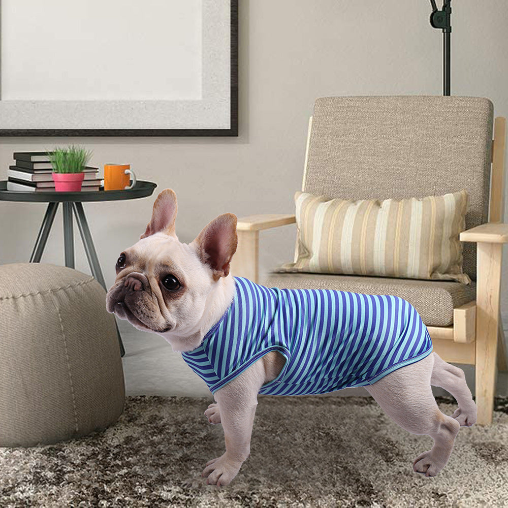 Striped Crew Neck Pet Tank Top Casual Shirt