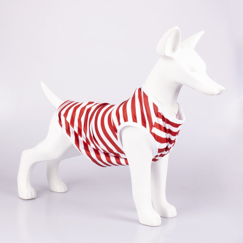 Striped Crew Neck Pet Tank Top Casual Shirt