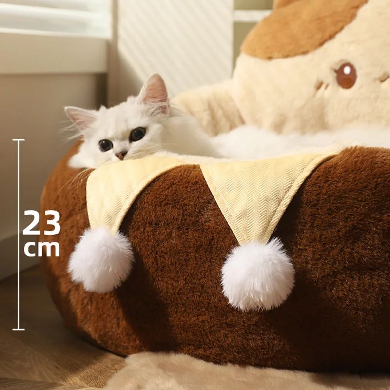 Soft Plush Pet Bed Round Cushion Warm Sleep Nest