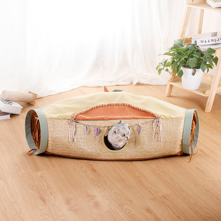 Totoro Style Pet Litter Roll Tunnel Interactive Toy Supplies