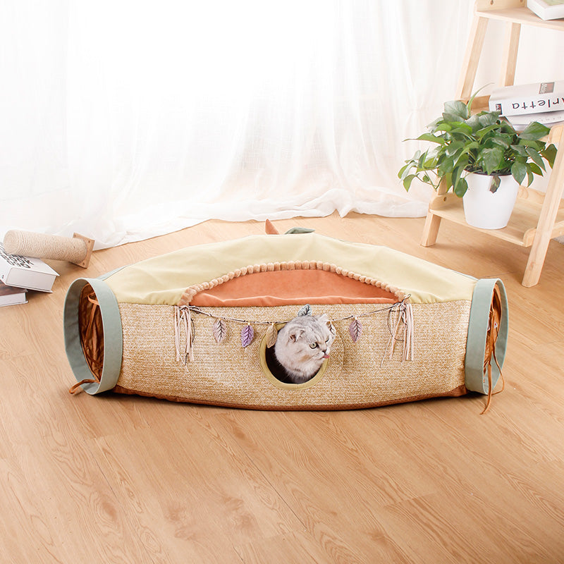 Totoro Style Pet Litter Roll Tunnel Interactive Toy Supplies