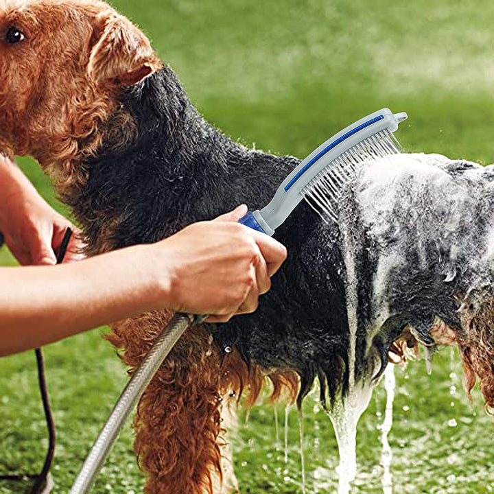 Pet Bath Shower Brush With Water Hose Grooming Tool