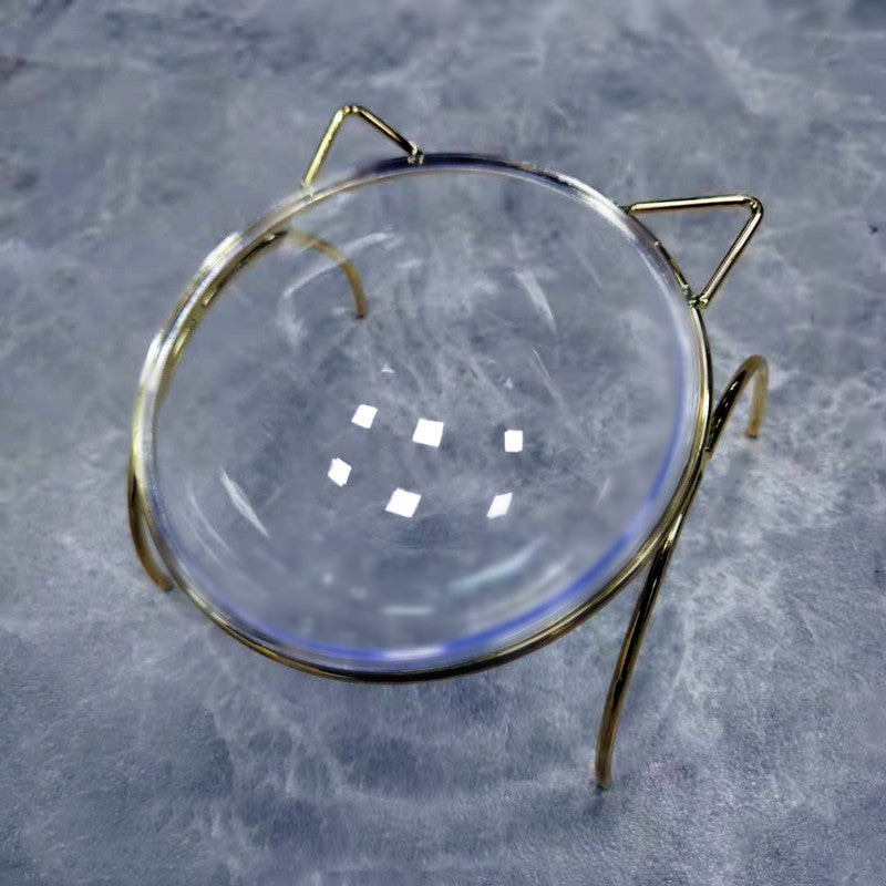 Glass Pet Feeding Bowl With Metal Rack Food Water Dish