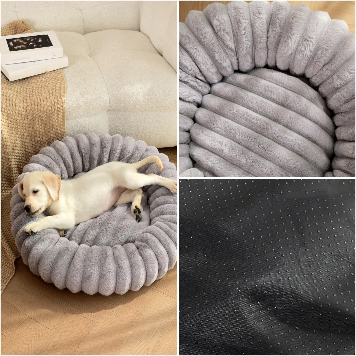 Heavy Duty Plush Pet Nest Round Warm Winter Bed