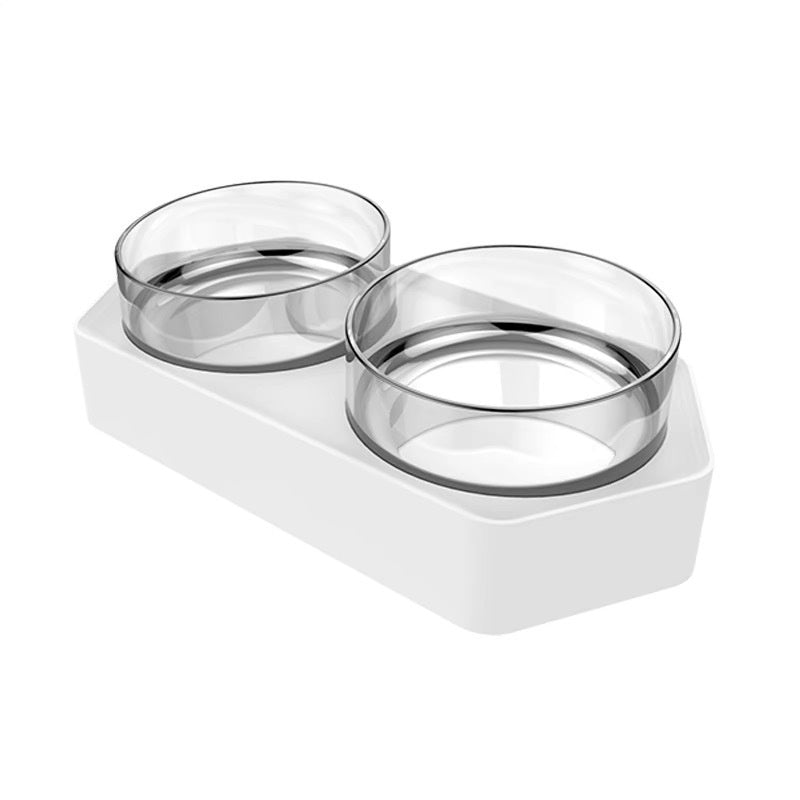 Ceramic Double Bowl Pet Feeding Water Holder Stand